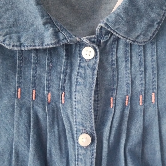 Girls Flutter Sleeve Chambray Shirt - Picture 2 of 4